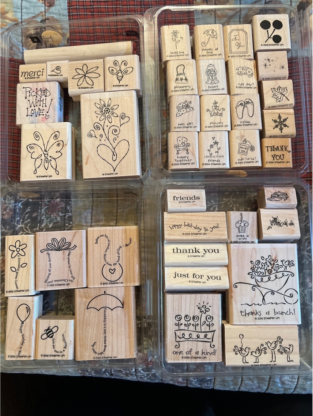 Stampin' Up! Wooden Rubber Stamp Set with Various Designs